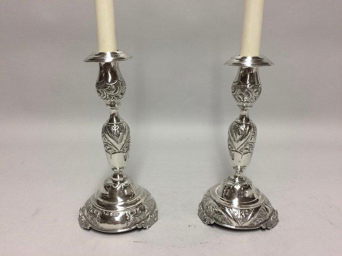Kandelaar (2) - Stel zilveren kandelaars - Jacob Rosenzweig, Antiek en Kunst, Antiek | Zilver en Goud