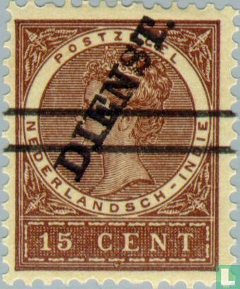 Nederlands-Indië - Koningin Wilhelmina, met opdruk DIENST.., Postzegels en Munten, Postzegels | Nederlands-Indië en Nieuw-Guinea