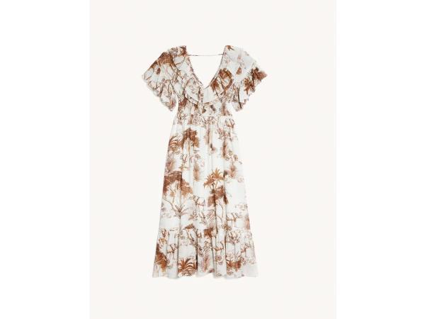 Veiling - Sandro Lange bedrukte jurk maat 40 met ruches, Kleding | Dames, Jurken, Nieuw