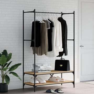 vidaXL Kledingrek met schappen bewerkt hout sonoma, Huis en Inrichting, Kasten | Kleerkasten, Verzenden, Nieuw