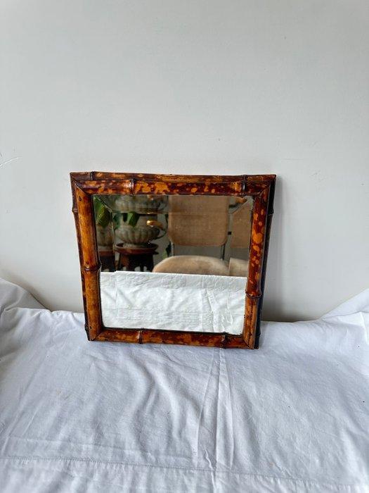 Spiegel - Bamboe - geslepen glas origineel, Antiek en Kunst, Curiosa en Brocante