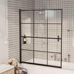 vidaXL Douchewand 116x140 cm ESG zwart, Verzenden, Nieuw