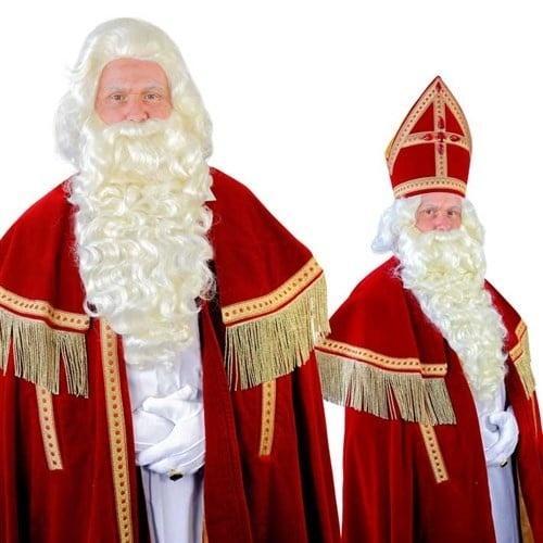 Sinterklaas Baard  Kanekalon 55cm 3delig, Hobby en Vrije tijd, Feestartikelen, Nieuw, Verzenden