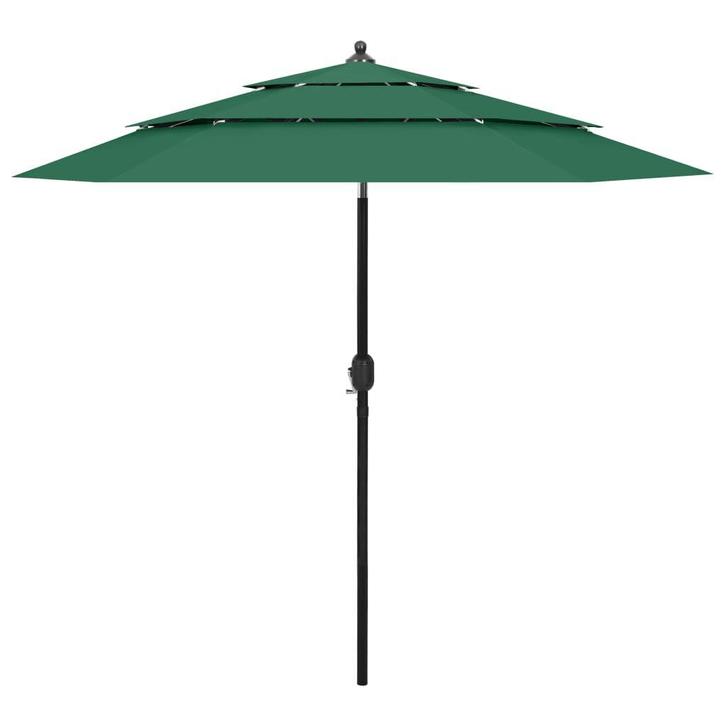 Parasol 3-laags Aluminium 2,5m Groen | Tweede Kansje, Tuin en Terras, Parasols, 2 tot 3 meter, Kantelbaar, Nieuw, Stokparasol