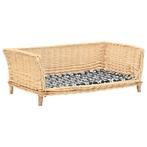 vidaXL Hondenmand met kussen 90x54x35 cm natuurlijk wilgen, Dieren en Toebehoren, Verzenden, Nieuw