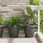 vidaXL Plantenpotten 6 pcs Zwart Ø 26 x 21.5 cm Kunststof, Verzenden, Nieuw