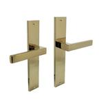 Deurklink Hera op schild blind messing titaan PVD - deurb..., Ophalen of Verzenden, Klink of Kruk