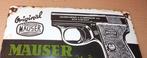 Emailleschild Mauser Westentasche Pistole Cal. 6,35 30 x 20