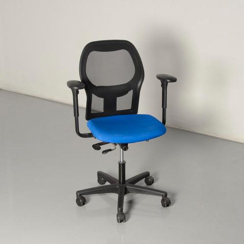 Ahrend 160 bureaustoel, blauw, zwart mesh, 4D armleggers, Maison & Meubles, Chaises de bureau, Enlèvement ou Envoi