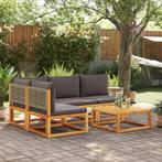 vidaXL 5-delige Loungeset met kussens massief acaciahout, Tuin en Terras, Verzenden, Nieuw, Loungeset