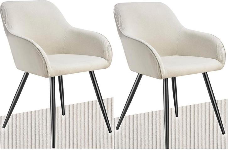 Eetkamerstoelen - Set van 2 - Met armleuning - Creme - Tecta, Huis en Inrichting, Stoelen, Nieuw, Verzenden
