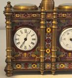 Réveil-carillon/baromètre en émail cloisonné - Bronze -