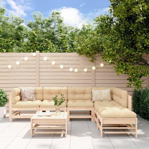 vidaXL 7-delige Loungeset met kussens massief teak, Tuin en Terras, Tuinsets en Loungesets, Loungeset, Nieuw, Verzenden