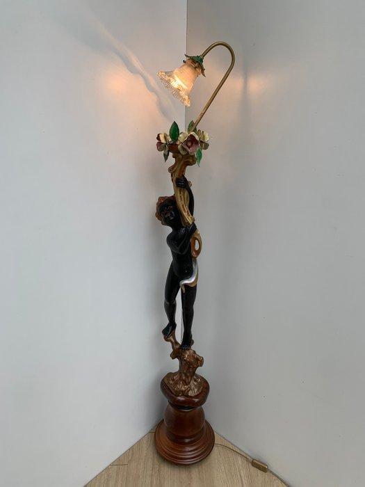 Staande lamp - Lindehout - Houten ´Blackamoor´ staande op, Antiek en Kunst, Curiosa en Brocante
