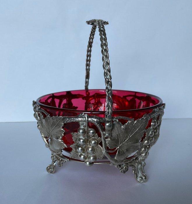 Mand - Metaal, Verzilverd, Kristal -, Antiek en Kunst, Antiek | Meubels | Tafels