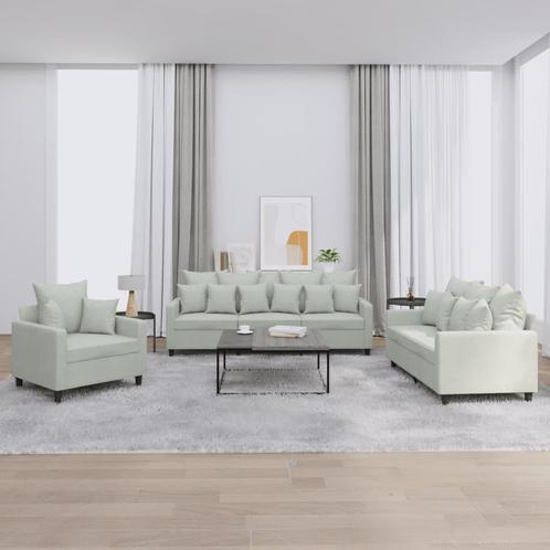 vidaXL 3-delige Loungeset met kussens fluweel lichtgrijs, Huis en Inrichting, Zetels | Zetels, Nieuw, Verzenden