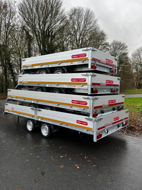 Plateau aanhangwagens EDUARD geremd 2700kg -3500kg rampen, Auto diversen, Aanhangers en Bagagewagens, Nieuw, Ophalen