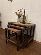Set bijzettafels (4) - rotan - nesttafeltjes + spiegel