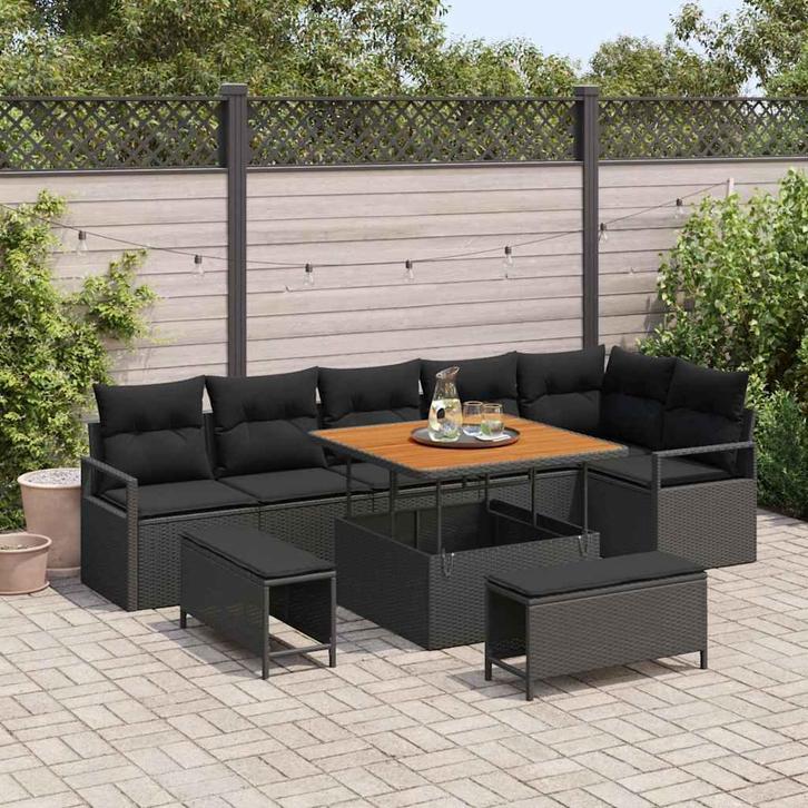 vidaXL Tuinbank Set met kussen met opslag met kussen 9 pcs, Jardin & Terrasse, Ensembles de jardin, Envoi