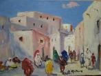 Retaux Bruno  1947 - Rue animée à Marrakech. orientaliste, Antiquités & Art