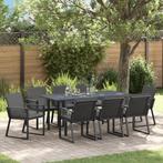 vidaXL Tuin Eetset met Kussens 9 pcs Antraciet Middelgroot, Verzenden, Nieuw