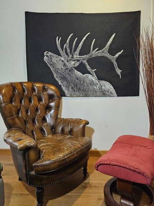 Arazzo in jacquard Il Bramito -105x140cm- Cervo country, Antiek en Kunst, Antiek | Tapijten, Tafelkleden en Textiel