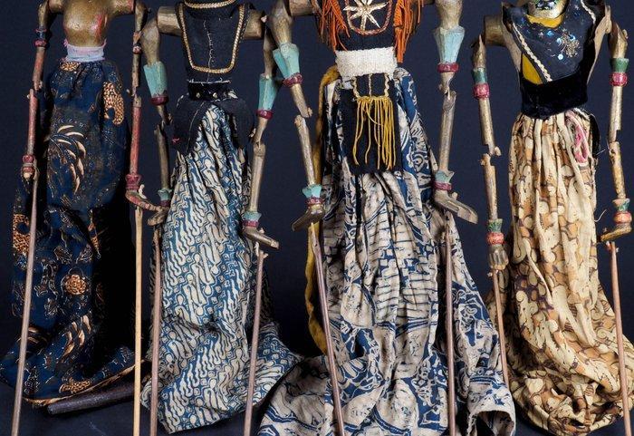 4 Wayang Golék poppen - Java - Indonesië (Zonder, Antiek en Kunst, Kunst | Niet-Westerse kunst