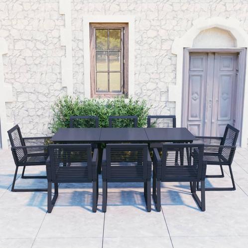 vidaXL 9-delige Tuinset PVC-rattan zwart, Tuin en Terras, Tuinsets en Loungesets, Tuinset, Nieuw, Verzenden
