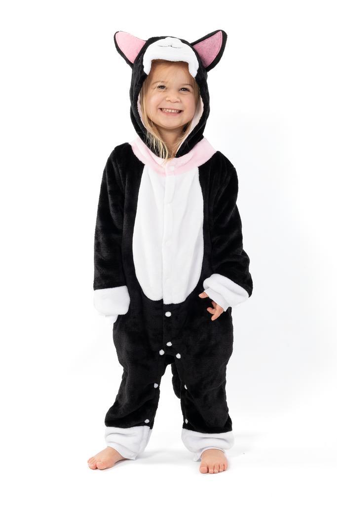 Onesie Zwarte Kat Pak 140-146 Poezenpak Kostuum Zwart Kinder, Kinderen en Baby's, Carnavalskleding en Verkleedspullen, Nieuw, Ophalen of Verzenden
