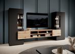 Meubella Wandmeubel Charo mat zwart set 270cm, Huis en Inrichting, Kasten | Wandmeubels, 250 tot 300 cm, Verzenden, 100 tot 150 cm
