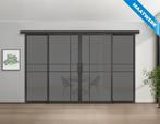 Dubbele stalen Schuifdeuren met koofsysteem en glaspanelen 6, Doe-het-zelf en Bouw, Nieuw, Metaal, Inclusief glas