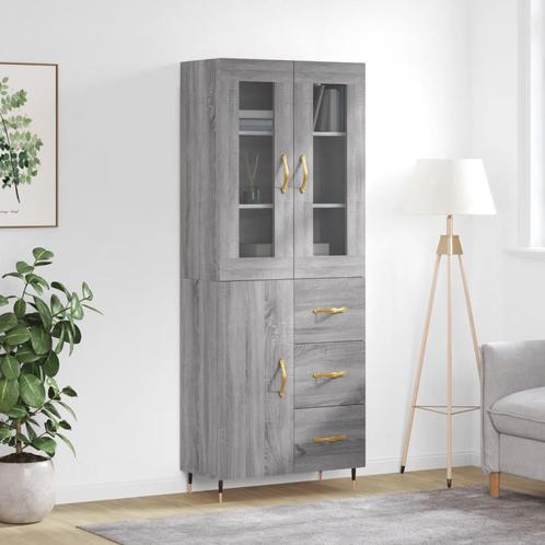 vidaXL Hoge kast 69,5x34x180 cm bewerkt hout grijs sonoma, Huis en Inrichting, Kasten | Dressoirs, Nieuw, Verzenden