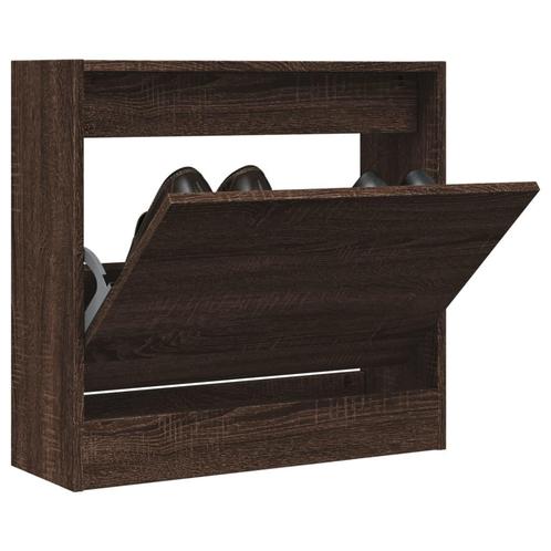 vidaXL Schoenenkast 60x21x57 cm bewerkt hout bruin, Maison & Meubles, Armoires | Armoires à chaussures, Envoi