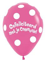 Ballonnen Communie Polka Dots Fuchsia 30cm 50st, Nieuw, Verzenden