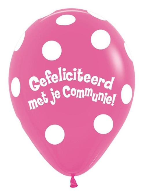 Ballonnen Communie Polka Dots Fuchsia 30cm 50st, Hobby en Vrije tijd, Feestartikelen, Nieuw, Verzenden
