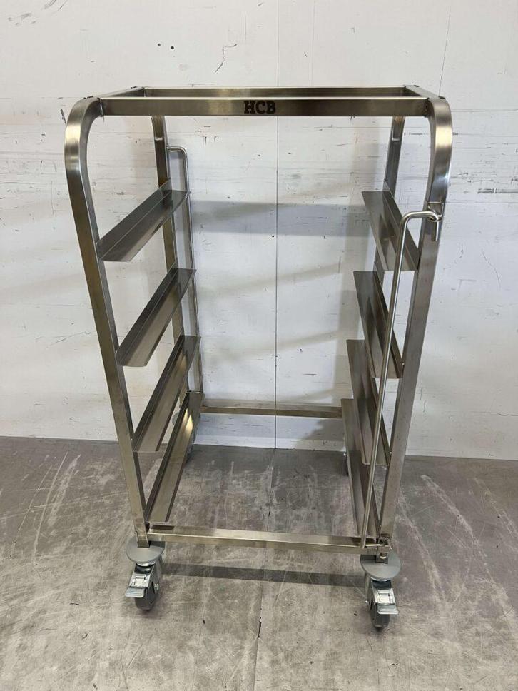 RVS Regaalwagen voor 4 waskratten waskorven 50 x 50 cm, Zakelijke goederen, Horeca | Meubilair en Inrichting, Ophalen of Verzenden