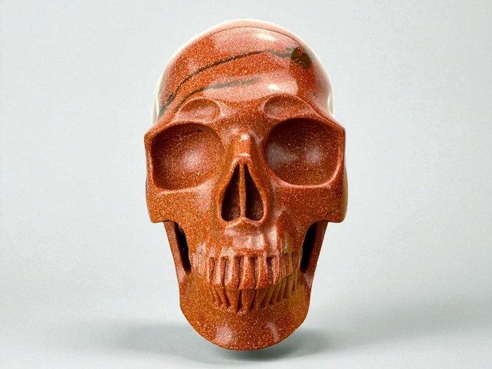 Sun Stone museumkwaliteit Gesneden schedel - feldspar -, Antiek en Kunst, Curiosa en Brocante