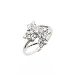 Witgouden entourage ring met diamant | 0,84 ct., Handtassen en Accessoires, Ringen, Gebruikt, Overige kleuren, Ophalen of Verzenden