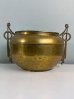 Bloempot - Antieke Art Deco Messing Bloempot Cache - Koper,, Antiek en Kunst