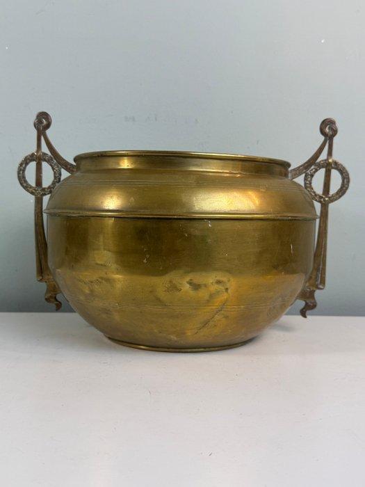 Bloempot - Antieke Art Deco Messing Bloempot Cache - Koper,, Antiek en Kunst, Kunst | Designobjecten