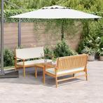 vidaXL 3-delige tuinbankset met kussens van massief, Tuin en Terras, Verzenden, Nieuw