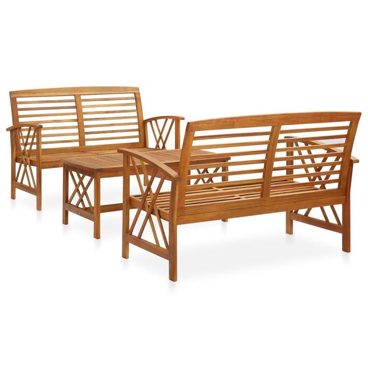 vidaXL 3-delige Loungeset massief acaciahout, Tuin en Terras, Tuinsets en Loungesets, Loungeset, Nieuw, Verzenden