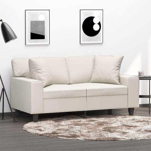 vidaXL Sierkussens 2 st 40x40 cm kunstleer crèmekleurig, Huis en Inrichting, Woonaccessoires | Kussens, Nieuw, Verzenden