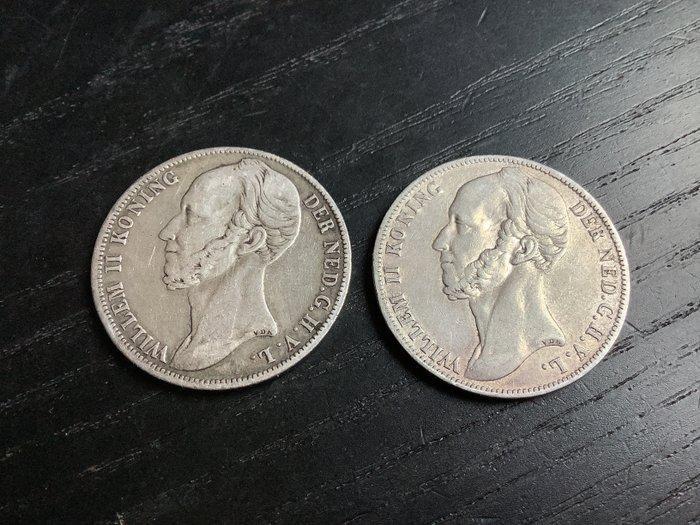 Nederland. Willem II. 1 Gulden 1846-1847 (Zonder, Timbres & Monnaies, Monnaies | Pays-Bas