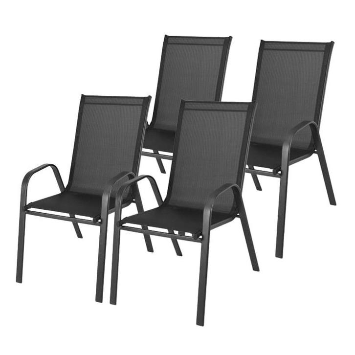 Moderne Zwarte Tuinstoelen | Retour Deal | Stapelbaar!, Tuin en Terras, Tuinstoelen, Nieuw, Verzenden