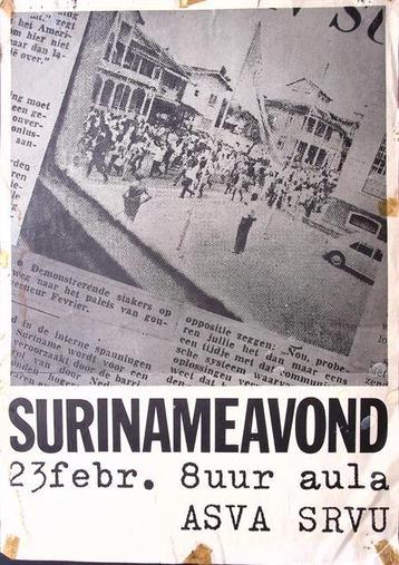 Surinameavond BIJEENKOMST ASVA SRVU (lijst optie, Posters) beschikbaar voor biedingen