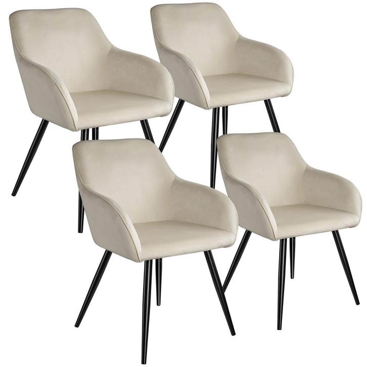 tectake Eetkamerstoel Marilyn fluweellook, zwarte stoelpoten, Huis en Inrichting, Stoelen, Verzenden