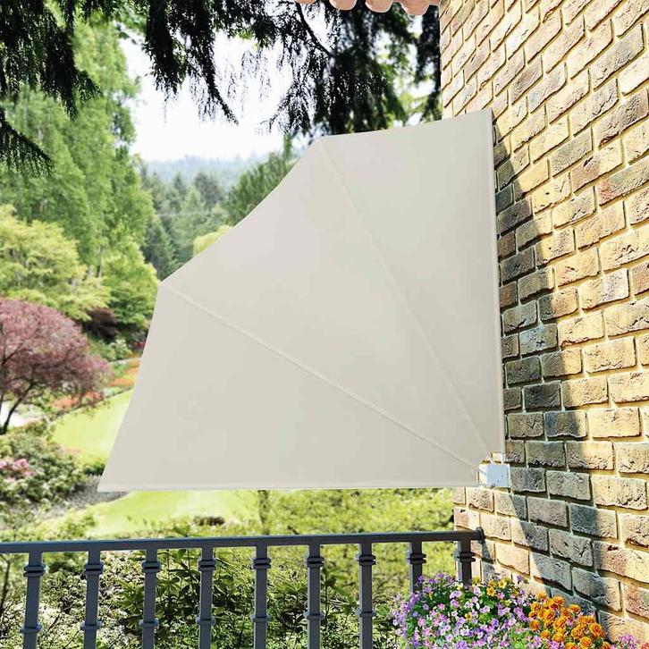 vidaXL Balkonscherm inklapbaar 140x140 cm crème, Tuin en Terras, Parasols, Nieuw, Verzenden