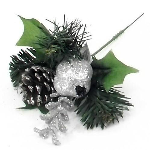Kerstbijstekerzilver pomegranite dennenappel / stuk, Huis en Inrichting, Woonaccessoires | Kunstplanten en Kunstbloemen, Nieuw