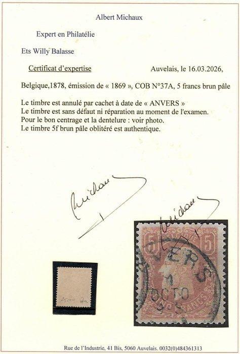België 1867/1867 - COB 37 A geoblitereerd Antwerpen zeer, Postzegels en Munten, Postzegels | Europa | België